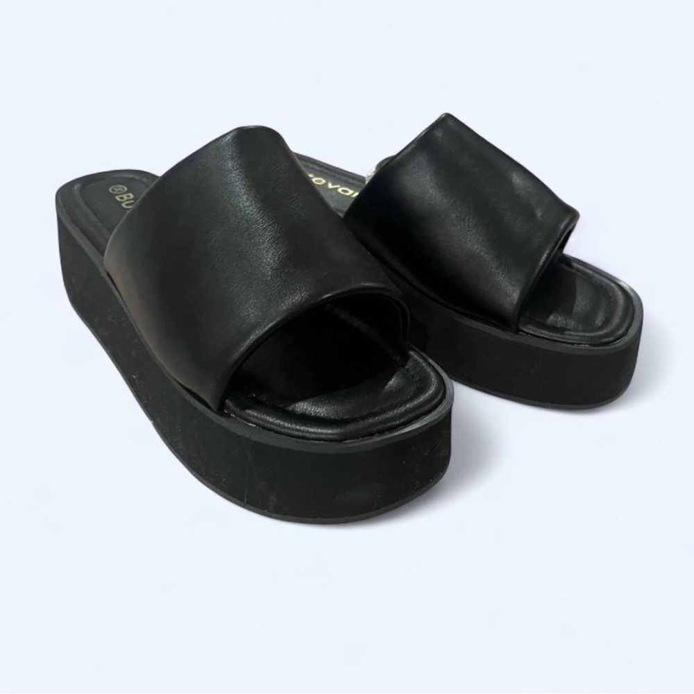 Bulova Sleek Black Platform Slides View 3